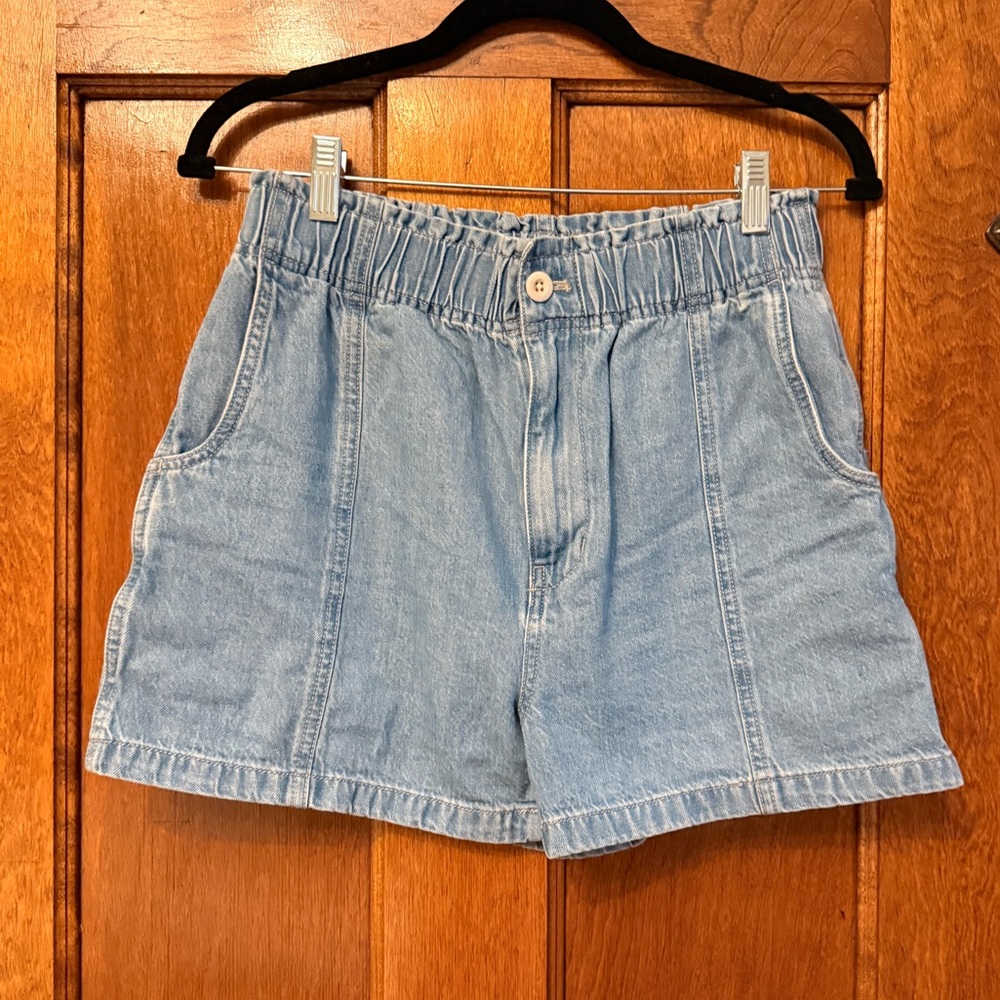 Madewell Light Blue Denim Paperbag Waist Shorts
